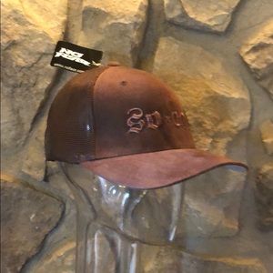 New no fear SoCal mesh flexfit ball cap hat brown